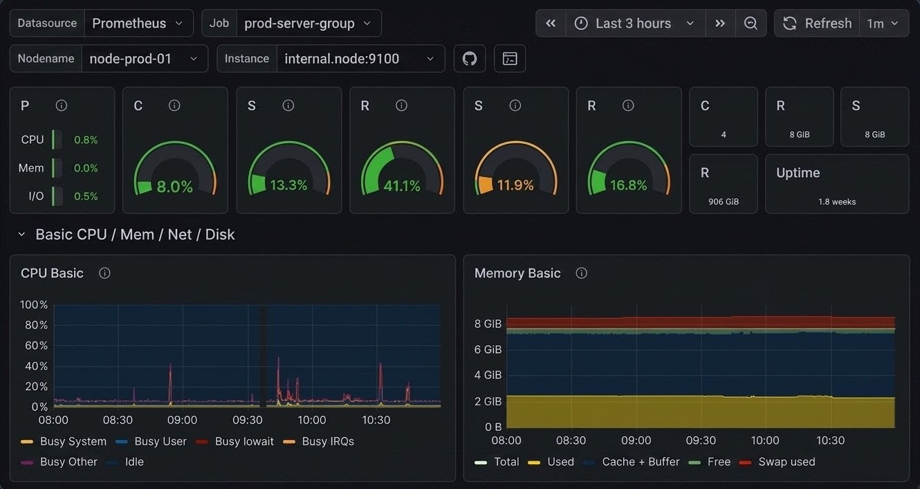Dashboard de monitoreo — servers